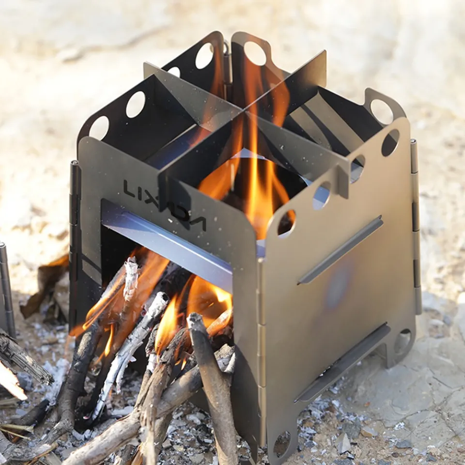 Lixada Camping Stove, Titanium Folding Wood Burning Stove Alcohol Burner  Pocket Stove Portable Lightweight