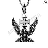 ANGELINO RUFOLO Pendant ดีไซน์ Eagle Cross จี้ห้อยคอ Stainless Steel 316L(สแตนเลสสตีล)คุณภาพเยี่ยม สีเงิน