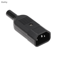 Dolity 1PC 16A 250V STRAIGHT CABLE plug Connector C13 C14ปลั๊กตัวเมีย3ขา