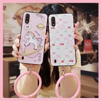 The New solid color Phone Case For Samsung Galaxy A01/SM-A015F/G protective hang wrist liquid silicone ultra thin cute