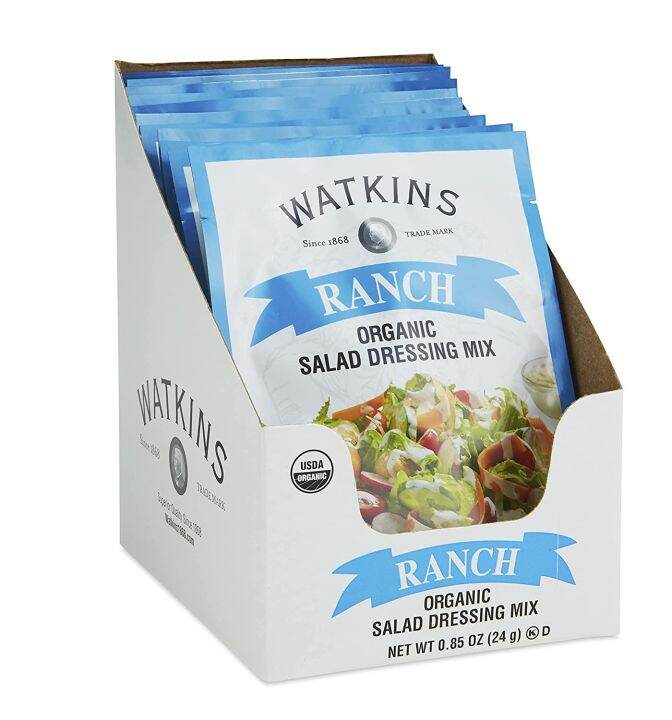 Watkins Organic Ranch Salad Dressing Mix, 0.85 oz. Packets, 12Pack