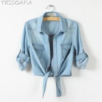 ZZOOI TESSCARA Summer Women 100% Cotton Denim Basic Jacket Coat Female Short Jeans Jackets Bomber Outerwear &amp; Coats