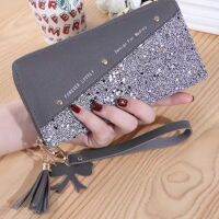 Wallet long women zipper female stitching contrast tassel wild card phone bag กระเป๋าสตางค์ยาวผู้หญิงซิปผู้หญิงตัดคมชัด tassel การ์ดกระเป๋าโทรศัพท์