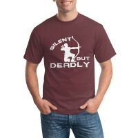 Couple Tshirts Silent But Deadly Bow Hunting Archery Inspired Printed Cotton Tees