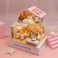 Creative handmade DIY three-dimensional puzzle  pink wooden small house  childrens toys  girls  teenagers  adults  12+gifts Wooden Toys