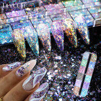 LILYCUTE 1ชุดผสมสี3D บาง Sequins รอบ Flakes ผสมสี3D แฟชั่น Sparkly ศิลปะการทำเล็บตกแต่ง TRP Glitter Sequins บางไม่สม่ำเสมอ Sparkly Flakes เล็บ Art Glitter Powder