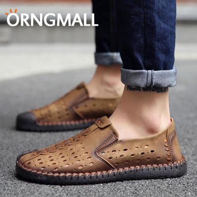 ORNGMALL ขายร้อนอิตาเลี่ยน Handmade Breathable รองเท้าผู้ชายรองเท้าหนังลำลองรองเท้าอย่างเป็นทางการ Loafers Moccasin Flats รองเท้าขนาดใหญ่ขนาด 38-46