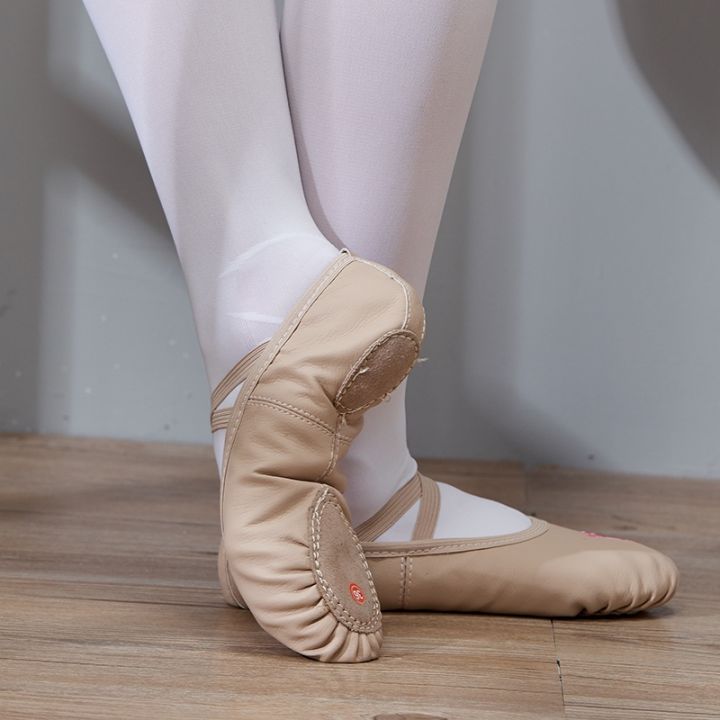 รองเท้าเต้นเด็กผู้หญิงบัลเล่ต์-รองเท้าบัลเล่ต์คุณภาพดีรองเท้าสำหรับเต้นทำจากหนังเส้นใยรองเท้าสำหรับเด็ก