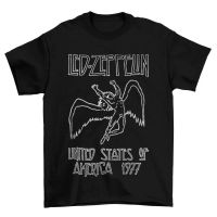 Hot sale Led Zeppelin band graphic Mens 100% Cotton Round Neck Short Sleeve T-Shirt  Adult clothes