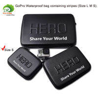 GoPro กระเป๋ากันน้ำ ลายเคฟล่า ใส่ได้กับ GoPro Hero 11/10/9/8/7/6/5/4/3+/3 SJCam YI (มีไซส์ L M S) GoPro Waterproof bag containing stripes (Size L M S), GoPro, SJCam, YI, and other accessories can be installed