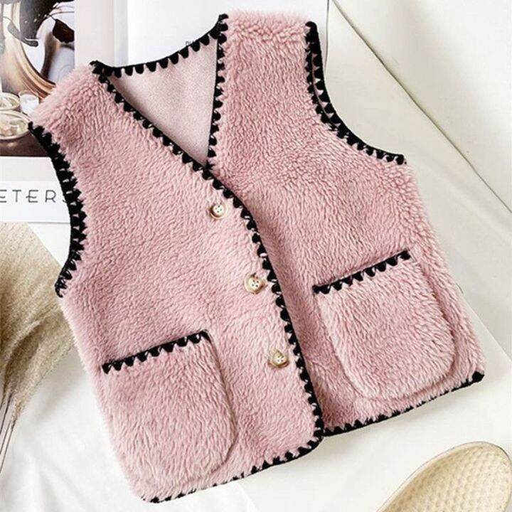 Girls' Waistcoat Is Popular, Small Fragrance, Foreign Style, Korean Version, Cantilevered Shoulders, Medium and Large Children's Autumn Clothes, Waistcoat, Lamb Hair, Top | Lazada Girls' Waistcoat Is Popular, Small Fragrance, Foreign Style, Korean Version, Cantilevered Shoulders, Medium and Large Children's Autumn Clothes, Waistcoat, Lamb Hair, Top | Lazada