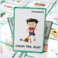 28pcs Housework English Flashcards For Children Early Learning Educational Cards English Teacher Teaching Aid Game Penalty Card Flash Cards Flash Card