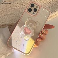 【 AN boutique 】 3D น่ารักการ์ตูนหมีเคสยึดสำหรับ iPhone 11 12 13 Pro Max 7 8 Plus Xr X Xs Max Star โปร่งใสกันกระแทก Soft TPU Cover