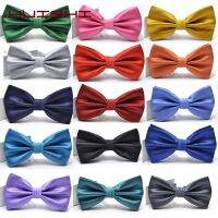 HUISHI โบว์เนคไทสำหรับผู้ชายใหม่ปรับได้คลาสสิก Bowties Pre-Bowties สีดำทองไวน์สีฟ้าสีขาวทึบหูกระต่ายงานแต่ง