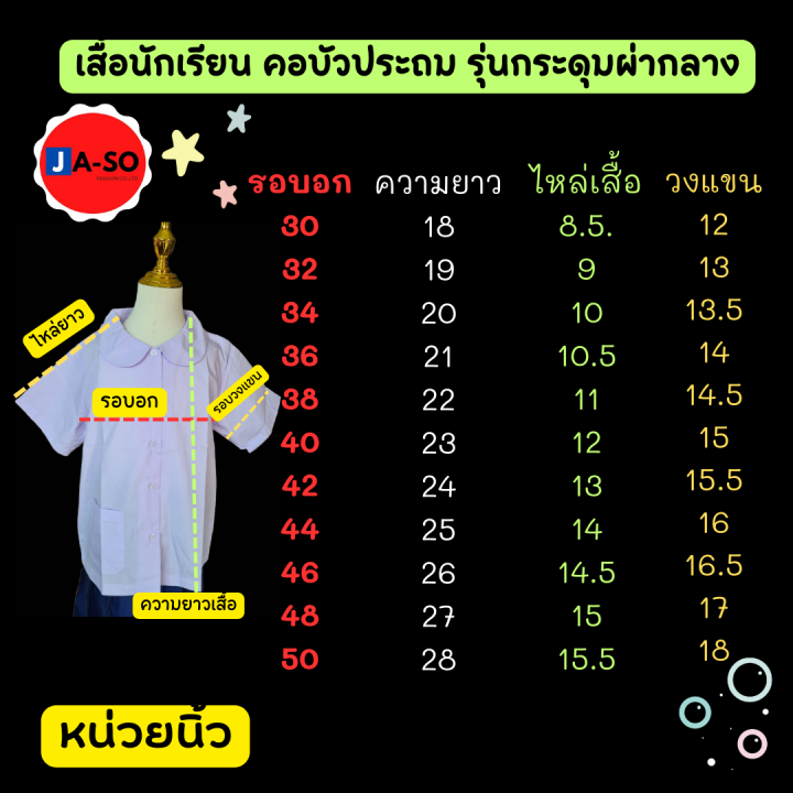 เสื้อคอบัวประถม-เสื้อนักเรียนชนินทร์-เสื้อโปโล-เสื้อประถมหญิง-เสื้อคอบัว-เสื้อนักเรียนหญิง-เสื้อคอบัวประถม2กระดุม-งานมือ1-อก30-42