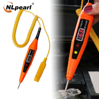 NLpearl 2.5 -32V ฤดูใบไม้ผลิสายรถดิจิตอล LCD ไฟฟ้าปากกาทดสอบแรงดันไฟฟ้าตัวตรวจจับอุณภูมิเครื่องทดสอบไฟ LED สำหรับ Auto Car เครื่องมือทดสอบน้ำยาเบรก