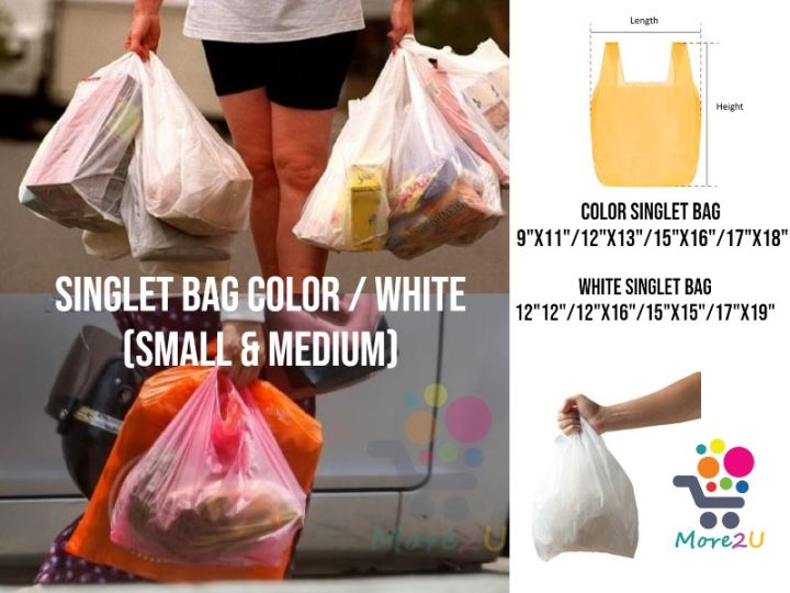 [Small & Medium Size] High Quality Plastic Singlet Bag White OR Color/T ...