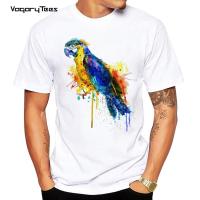 Parrot Watercolor Painting T Shirt Hip Hop Harajuku Watercolor Animal T-Shirt Short Sleeves Casual Tops Streetwear Tee