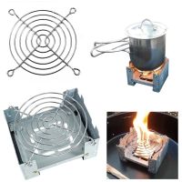 【HOT】 Outdoor Alcohol Stove Holder Camping Mini Foldable Wax Furnace with Stainless Steel Disc Wire Bracket Camping Burner Accessories