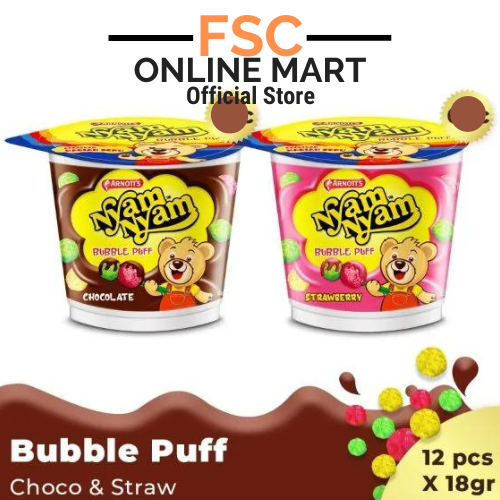 [fsc] Arnotts Nyam Nyam Bubble Puff Choco And Straw 18gm X 12s Lazada