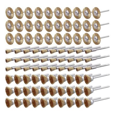 90 Pcs Wire Brushes Set Brass Wire Wheels Pen Brushes Set Pen-Shaped Steel Wire Wheel Brush Set for Rust Removal Stripping Polishing