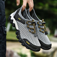 【ready stock】Mens breathable outdoor hiking shoes, anti-skid mesh shoes, mens mesh shoes, mens casual shoes