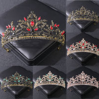 UODCM Punk Baroque Black Crystal Crown And Tiara Vintage Rhinestone Headband Women Bride Wedding Hair Accessories Jewelry Party