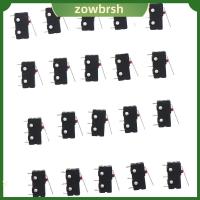 ZOWBRSH 20pcs KW12-3 สวิตช์จำกัดขนาดเล็ก AC 250V 5A สวิตช์จำกัด แขนก้านโยก สีดำสีดำ ไมโครสวิตช์ ขั้วต่อ PCB