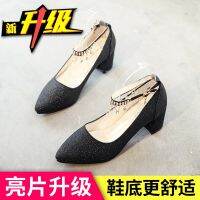 High-heeled shoes women 2021 summer new Korean version of wild pointed toe buckle sandals fairy style thick heel single shoes trend