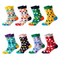 OKDEALS ถุงเท้าฮาราจูกุคู่,ถุงเท้ายาวถุงเท้าคู่สีสันสดใสถุงเท้าทรงท่อกลางสำหรับเทศกาลคริสต์มาสฤดูหนาวลำลองถุงเท้าผ้าฝ้ายฤดูหนาว