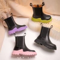 [Cocco figure-]เด็ก BoysBoots สีดำไมโครไฟเบอร์นุ่มลื่น AnkleMartin รองเท้าเด็กวัยหัดเดิน GirlP0