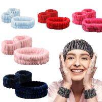 3 buah/Set ikat rambut bulu karang Set gelang wanita mencuci wajah Spa pergelangan tangan Washband Yoga berlari pergelangan tangan Aksesori rambut