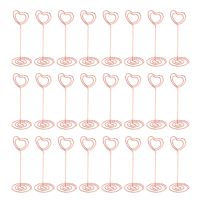 24Pcs Place Card Holders Heart Shape Table Number Stands Table Number Holders for Party Menu Clips