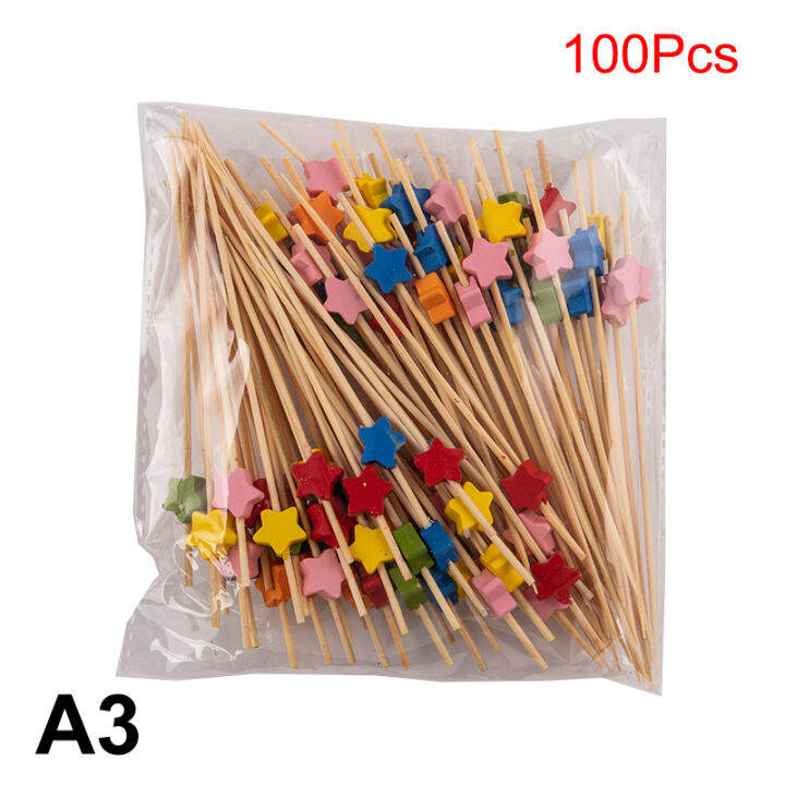 PINGZ 100PCS Fruit Toothpicks Love Heart Cocktail Sticks Disposable