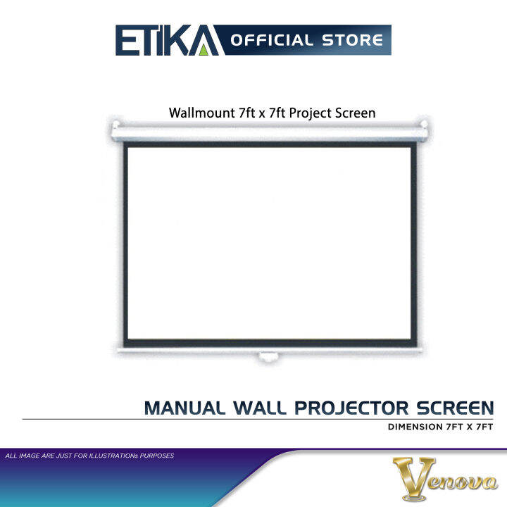 Venova Manual Wall Projector Screen | Dimension 7ft x 7ft | Lazada