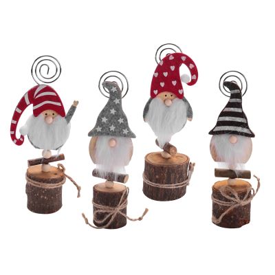 4Pcs Christmas Gnomes Place Card Holder Table Number Holders Table Picture Holder for Christmas Party Favors Gifts