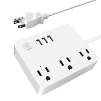 Power Strip Travel Adapter with 3 US Outlets 3 USB Ports On/Off Switch Wall Socket,