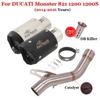 Motorcycle Exhaust Muffler Escape Moto Modiifed Middle Link Pipe Catalyst Slip On For DUCATI Monster 821 1200 1200S 2014 - 2016