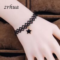 ZRHUA Charm Lady Handmade Black Star Lace Bracelet Fashion Retro Jewelry Gothic Lace Flower Bijoux for Women Girls Best Gifts Replacement Parts