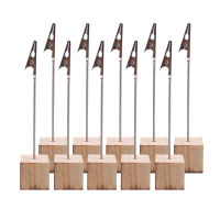 ELENXS 10PCS/Set Wooden Place Card Holder Clips Wedding Favors Place Card Holder Table Photo Memo Number Name Clips Base