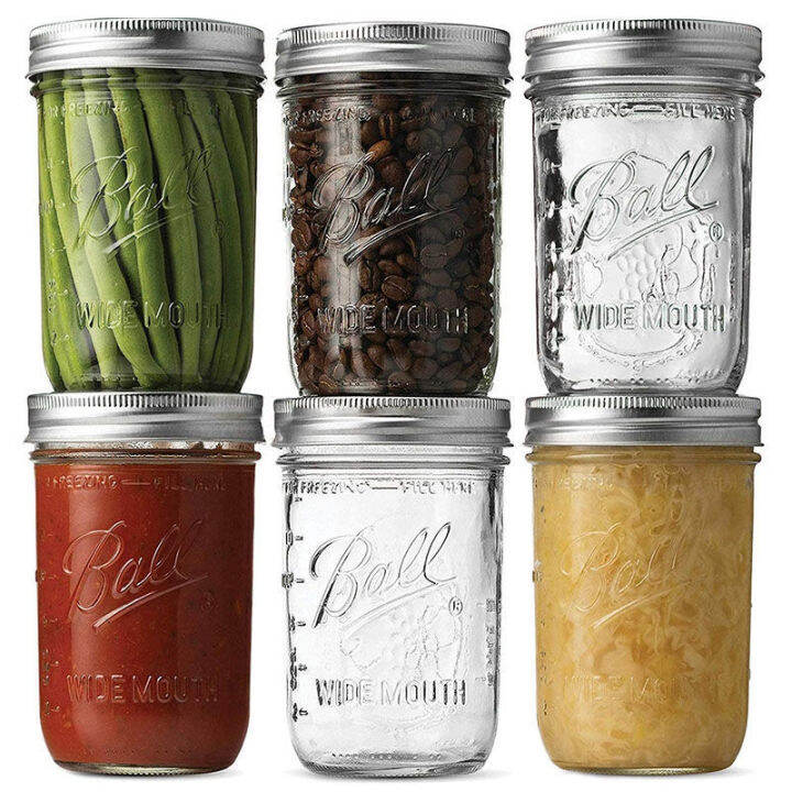 พร้อมส่ง-16-ozลูกทับทิมปากกว้างโหลแก้วmason-jar-ball-mason-473ml-american-mason-jar-แก้ว-jar-ปิดผนึกโปร่งใส-scale-jar-overnight-oatmeal-cup-milkshake-drink