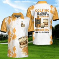 2023 New Golfing And Drinking Solve My Problems Polo Shirt Best Gift Idea All Over Print Men/ Women Polo Shirt Synthetic Fiber Summer Fashion T-shirt