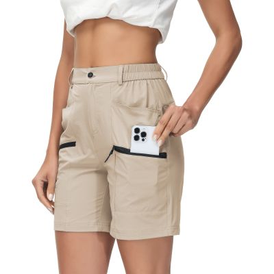Womens Hiking Cargo Shorts Quick Dry Nylon Shorts Summer Travel Active Golf Shorts with 6 Pockets Water Resistant