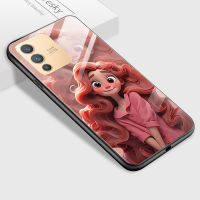 Mop Mall สำหรับ Vivo V23 5G Vivo V23E V23E 5G เคสโทรศัพท์ลายการ์ตูนเจ้าหญิงยิ้มเคสเคสกันกระแทกนิ่มกระจกเทมเปอร์เรียบ