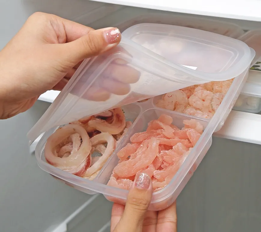 1pc Kitchen Fridge Storage Box For Fish Meat, With Lid, Plastic