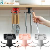 360 Degrees Rotated Kitchen Hooks Self Adhesive 6 Hooks Wall Mounted Organizer Hook Home Handbag Clothes Bag Hanger Hanging Rack