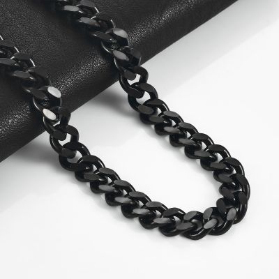 【CW】3.5/5/7/9mm Stainless Steel Link Cuban Chain Necklace Black Color Plated Jewelry High Quality Choker Accessories