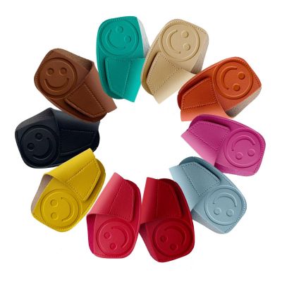 ✱ Simple smiley face golf iron cover colourful cute club head protector Nylon Buckle protector PU leather golf accessories