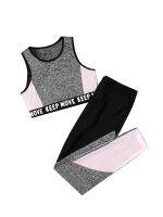 【CC】 Tracksuits Kids Sleeveless   Sport legging Outfits Children Splice Crop Gymnastics