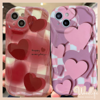 รักหัวใจเคสสำหรับ Vivo Y11 Y17 Y12 Y35 Y20 Y15 Y16 Y02 Y21 Y91C Y12A Y20G Y22 Y01 Y12i Y30 Y31 Y20i Y20S Y12S Y93 Y15s Y30i Y33S Y21S Y11s Y21A Y30G Y50 3D Y95ฝาครอบแบบไล่ระดับสีลายสก๊อตหวานมันวาวโค้งเป็นลอน